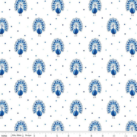 Liberty Garden Party Blue China Proud Peacocks A