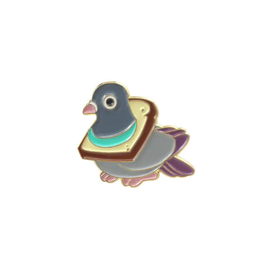 pigeon with toast enamel pin