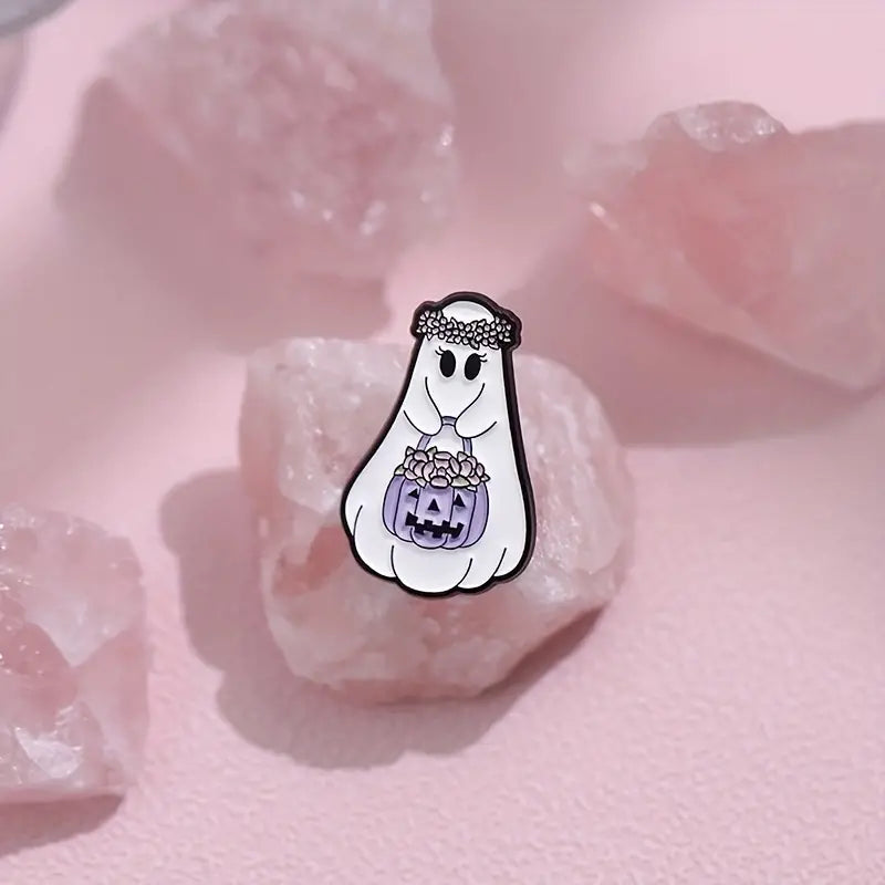 Flower Girl Ghost Enamel Pin