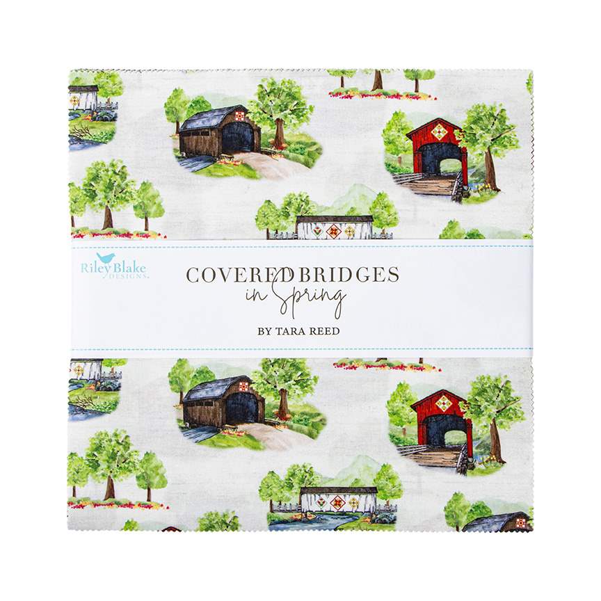 Covered Bridges in Spring 10 Inch Stacker, 42 Pcs.