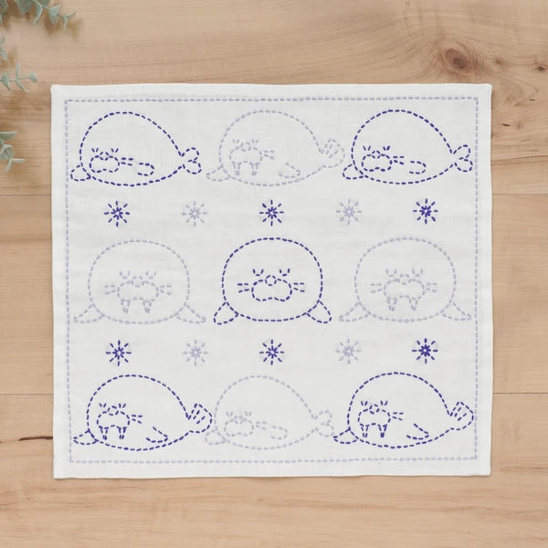Sashiko Embroidery Kit - Kitchen Cloth - Sea Animal
