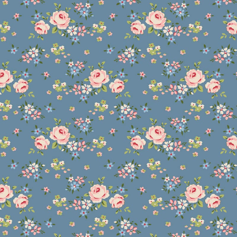 Tilda Creating Memories Gracie Blue cotton quilting fabric by Tone Finnanger