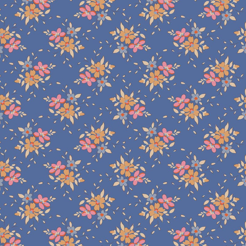 Tilda Creating Memories Frida Blue cotton quilting fabric by Tone Finnanger
