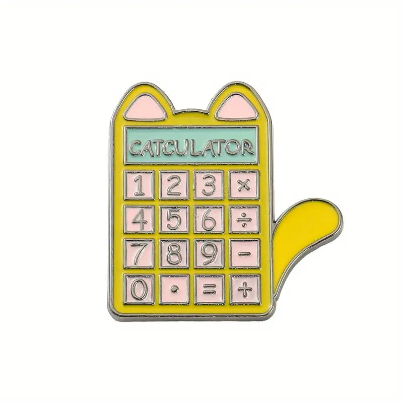 Catculator enamel pin
