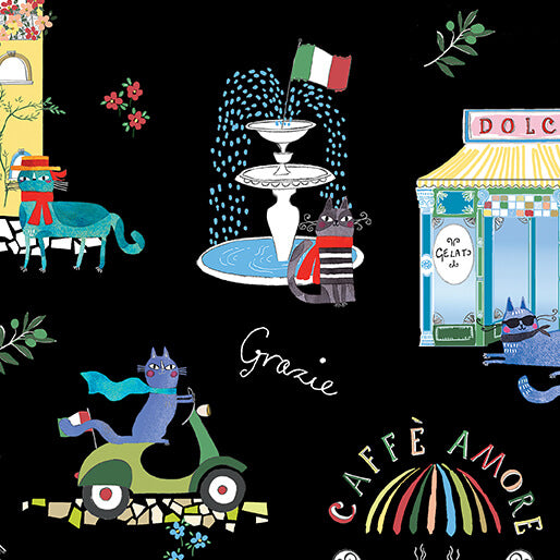 Ciao Bella Cats Black/Multi