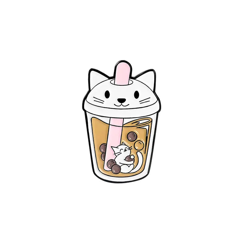 Boba Tea Cat enamel pin