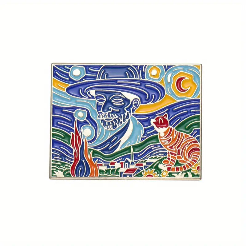 "Van Kitty" Painting Van Gogh Cat Tabby enamel pin