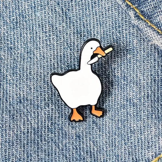 Grumpy Goose enamel pin