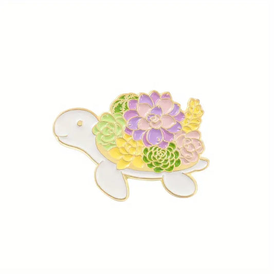 Floral Turtle enamel pin