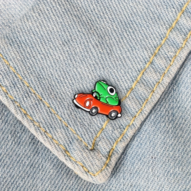 Frog driving a car Enamel Pin