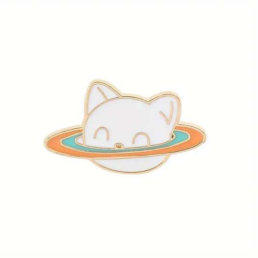 Space Cat face enamel pin