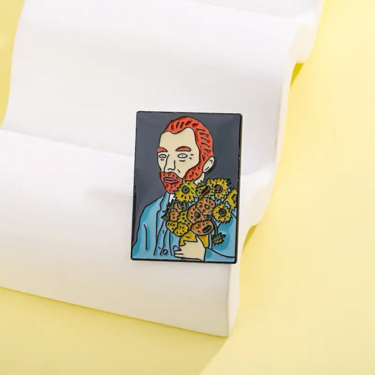 Van Gogh with Flowers Enamel Pin
