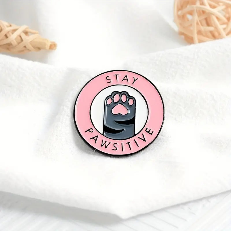 stay pawsitive cute enamel pin