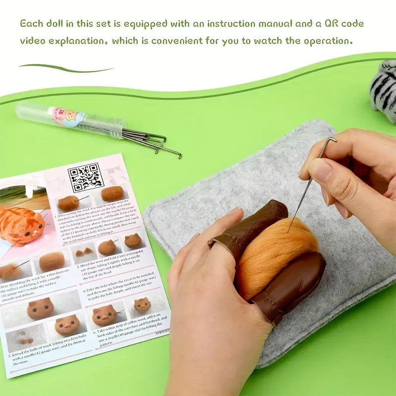 Cute Cat Needle Felting Kit - Makes 6 cats! 50% off!