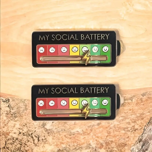 My Social Battery Enamel Pin in Black