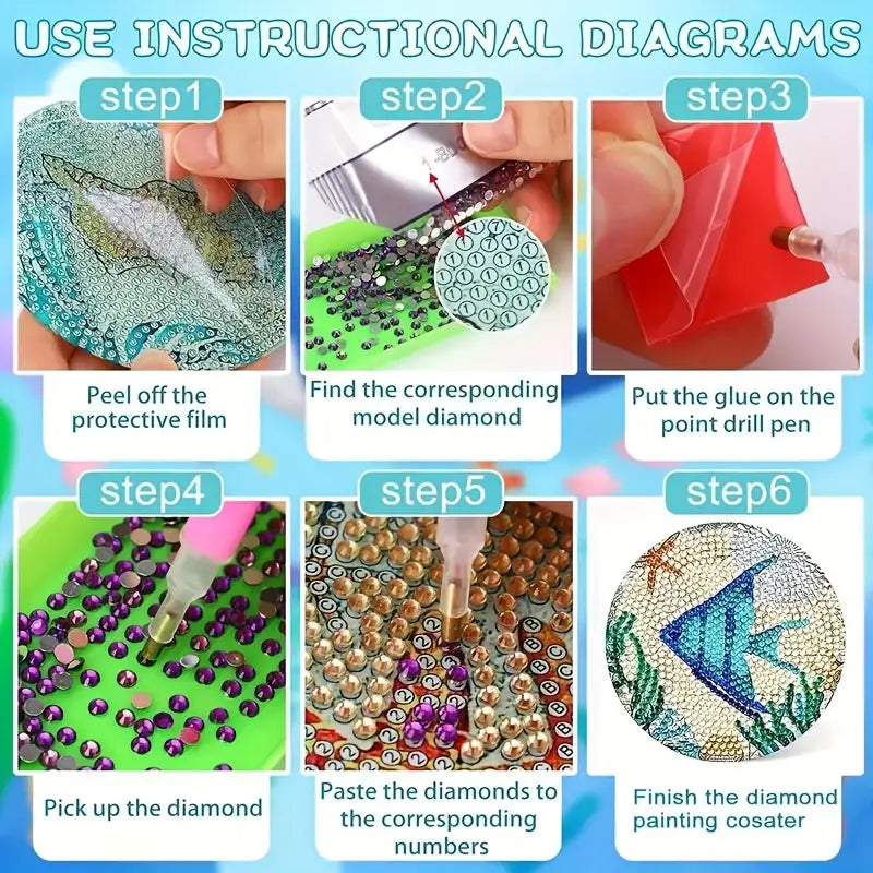 Oceans Diamond Painting 8 Coaster Kit