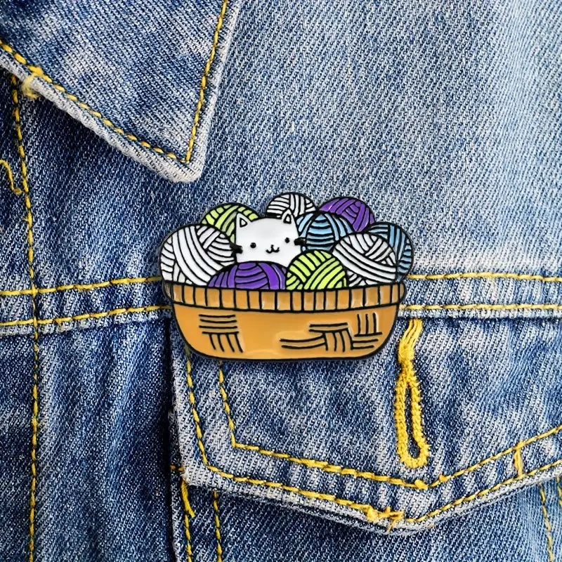 Yarn Kitten enamel pin