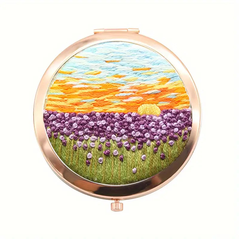 Lavender Sunset Embroidery Compact Mirror Kit