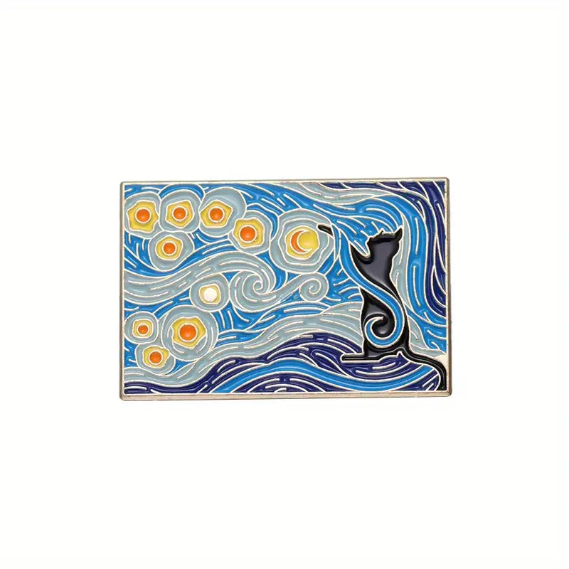"Van Kitty" Painting Van Gogh Cat Starry enamel pin