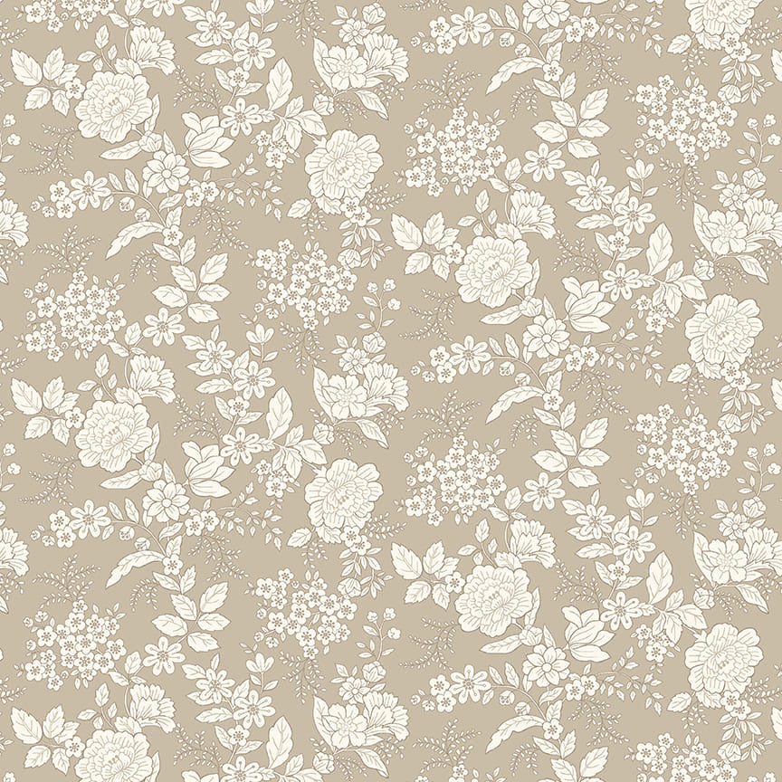 Tranquility - Floral, Taupe/Gray