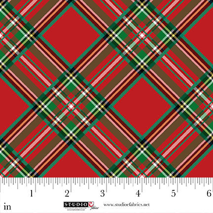 Blooms of the Holiday - Plaid - Red Multi