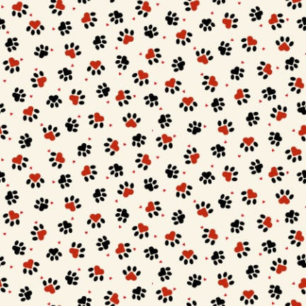 Knit 1, Purr 2 - Paw Prints - Ecru