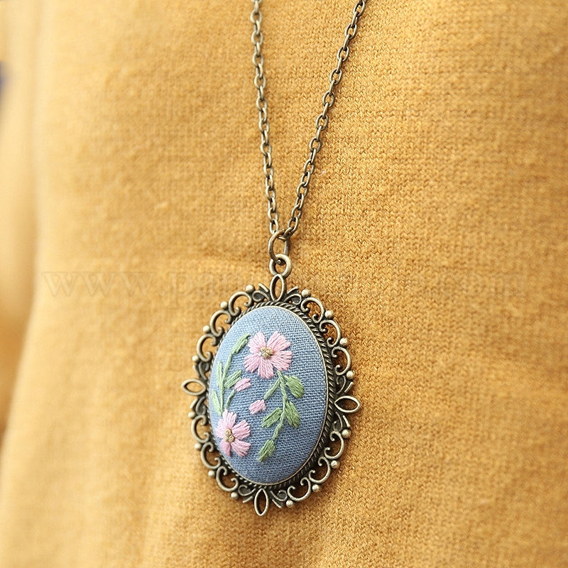 Floral Embroidery Necklace Kit
