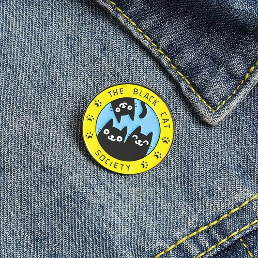 Black Cat Society enamel pin