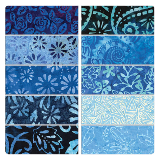 Bali Blenders Blue 10pc Fat Quarter Bundle