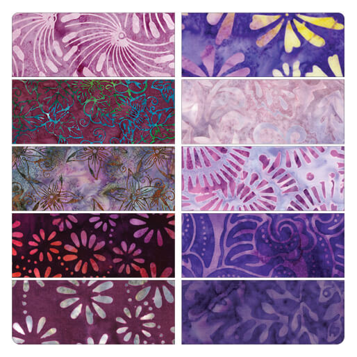 Bali Blenders Purple 10pc Fat Quarter Bundle