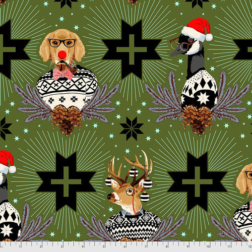 Tula Pink - Buck, Buck, Goose - Pine Fresh || Holiday Homies Flannel