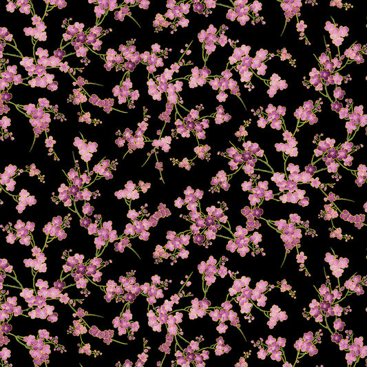 Black Cherry Blossom Branches Metallic