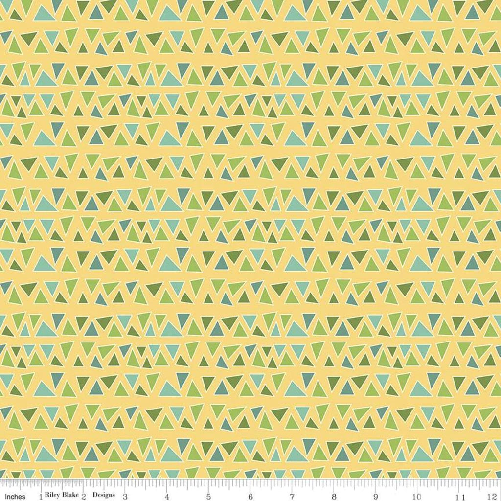 Eat Your Veggies Triangles Yellow - Quilting Cotton Fabric