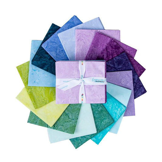 Expression Batiks Hand-Dyes Misty Meadows Fat Quarter Bundle, 16 Pcs