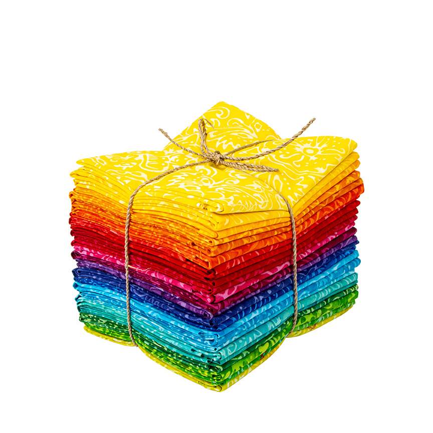Batiks Elementals Rainbow Brights Fat Quarter Bundle, 24 Pcs.