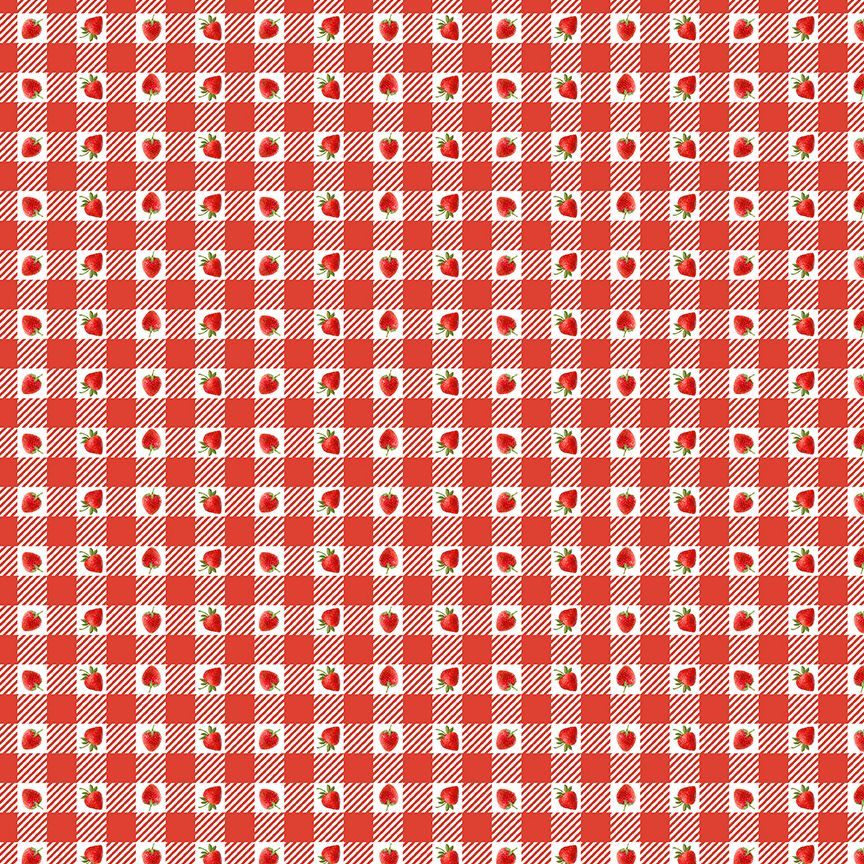 Strawberries on Plaid - Red