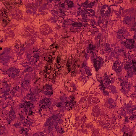 Flourish Quilt Fabric - Stucco Leaf Blender in Maroon