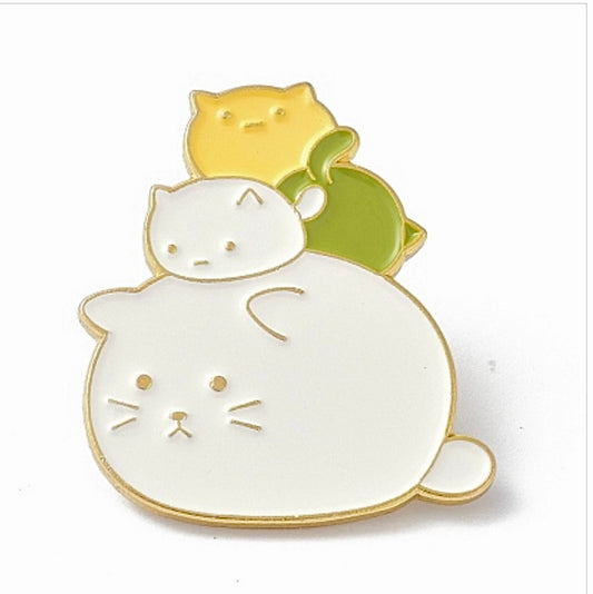 Fluffy Stack of Cats enamel pin