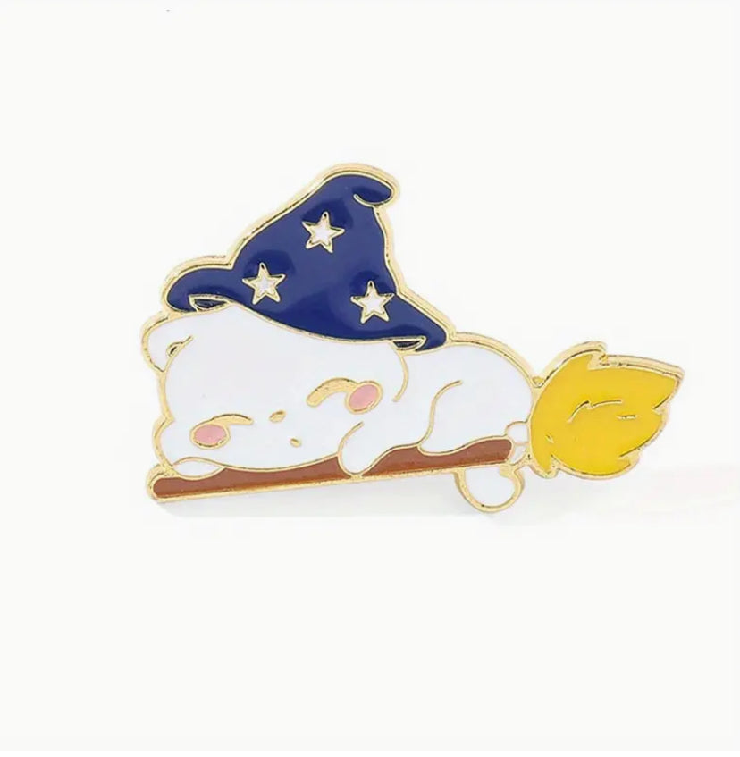Sleepy Magic Cat enamel pin