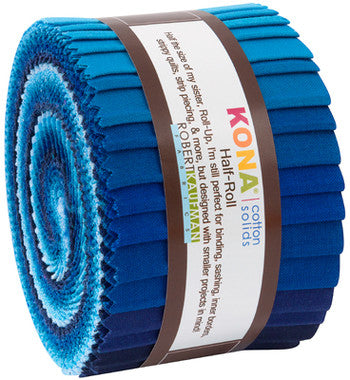 Kona Cotton Solids Waterfall Half Roll 24 2.5" Strips Jelly Roll
