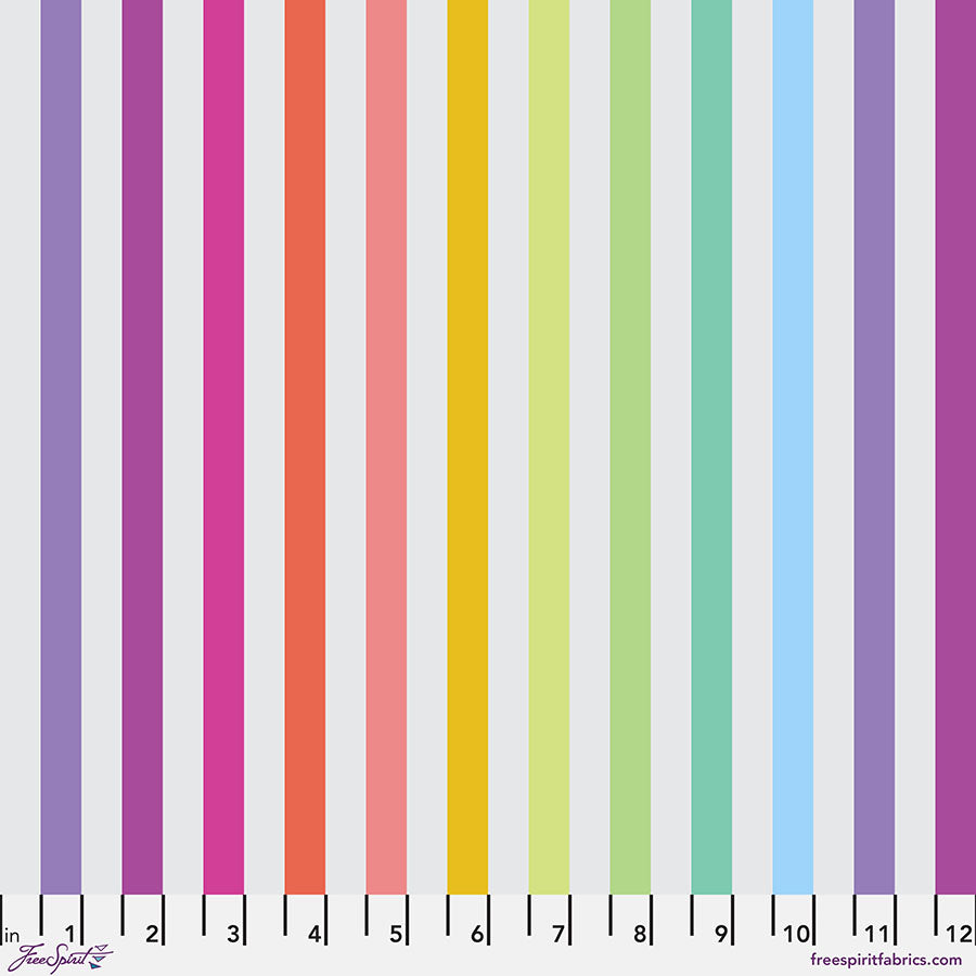 Pre-order - Tula Pink - Disco Stripe - Whisper || True Colors Graywork