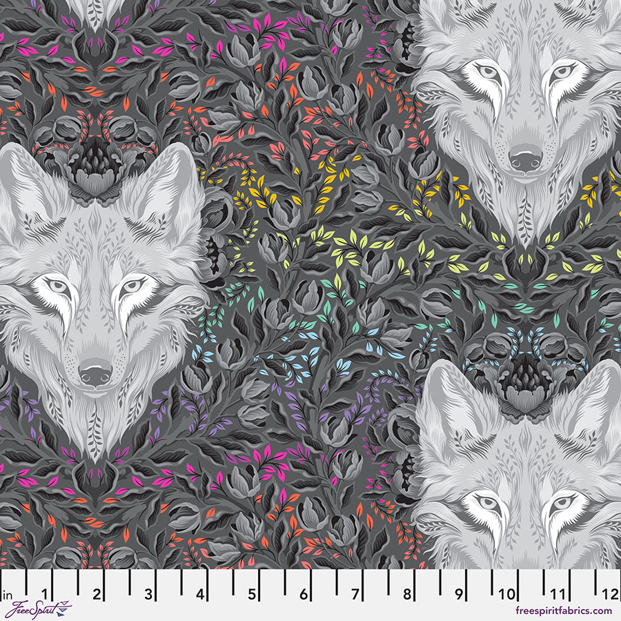 Pre-order - Tula Pink - Wolf of Pink Street - Carbon || Graywork