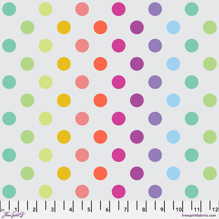 Pre-order - Tula Pink - Disco Poms - Whisper || True Colors Graywork