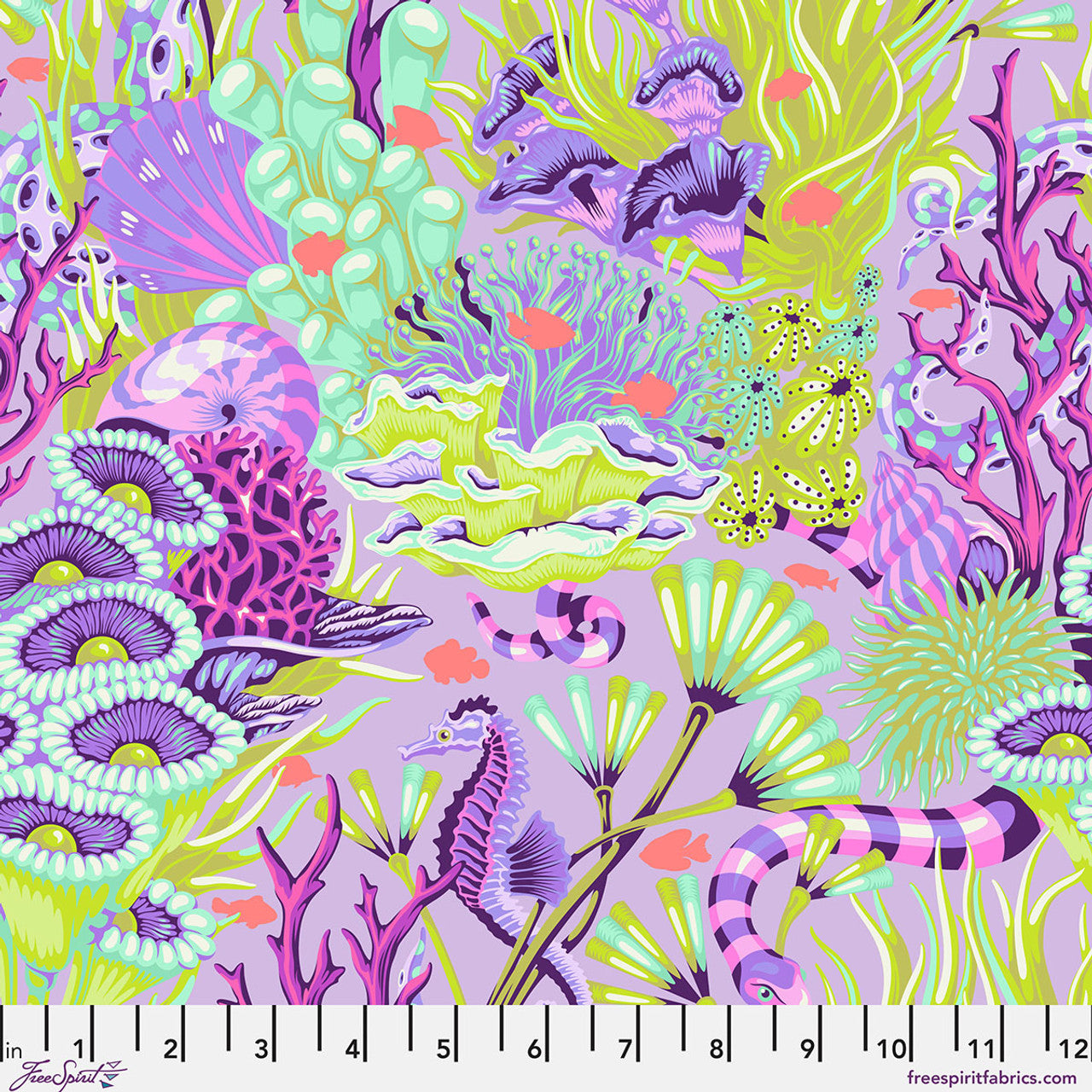 レインボーオーラ スタラクタイト フラワー Tula Pink - Reef What You Sew - Ultraviolet || Floral Reef
