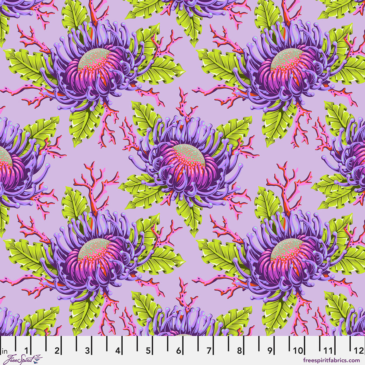 *Pre-order* Tula Pink - Friends & Anemones - Ultraviolet || Floral Reef