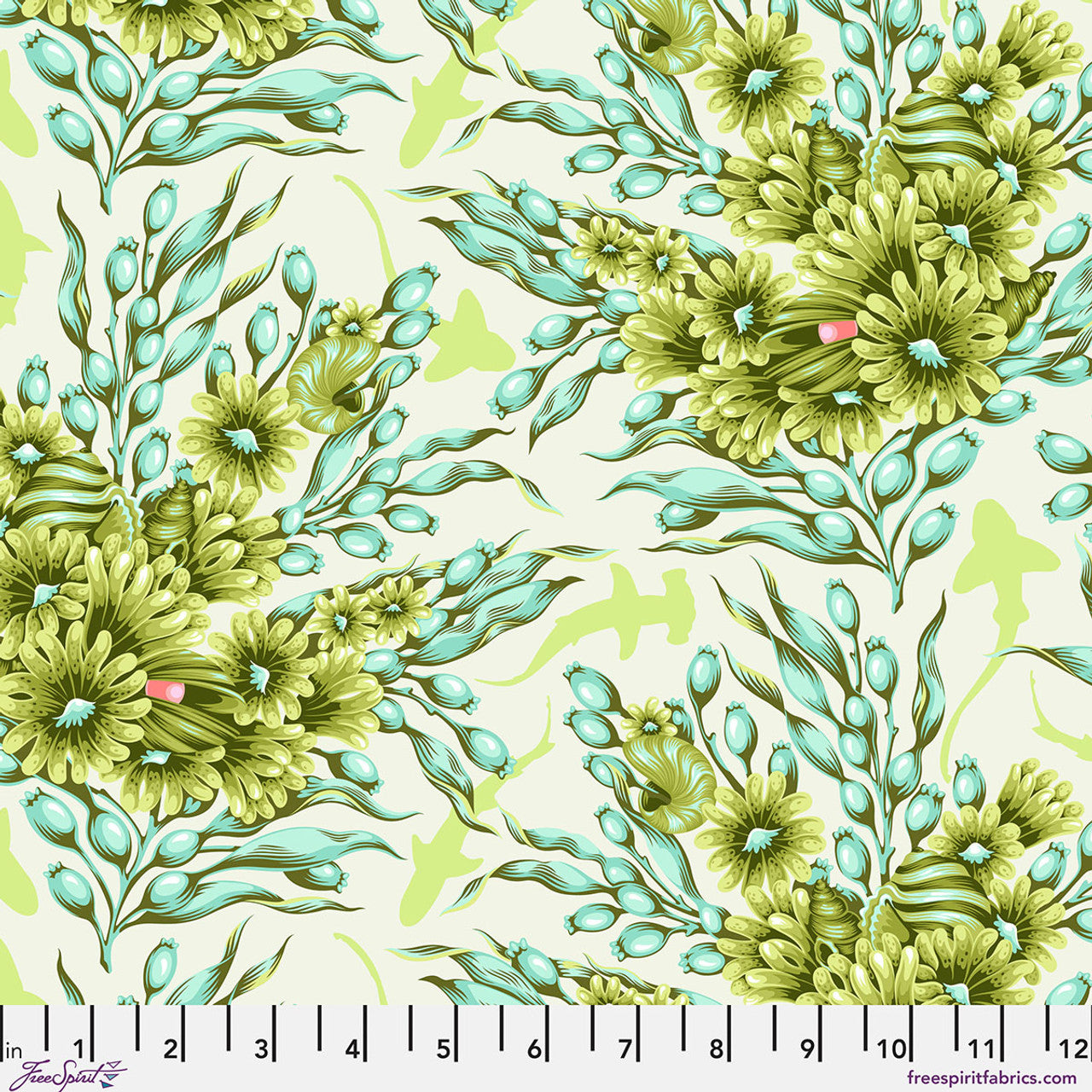 *Pre-order* Tula Pink - Shadow Sharks - Seagrass || Floral Reef