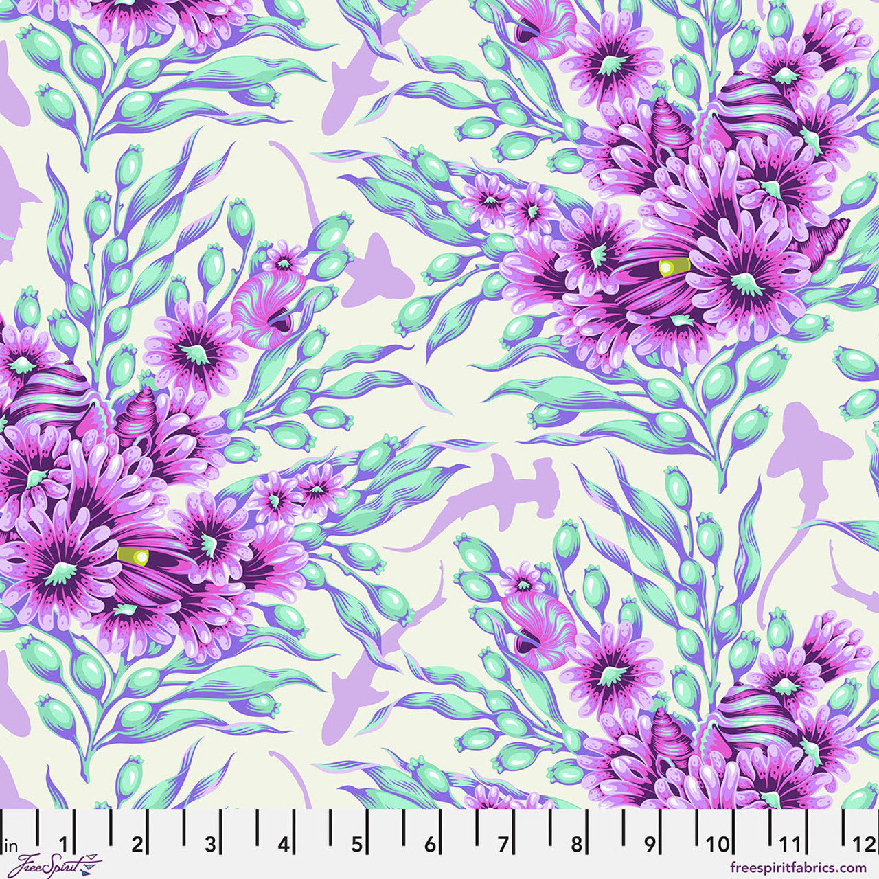 *Pre-order* Tula Pink - Shadow Sharks - Ultraviolet || Floral Reef