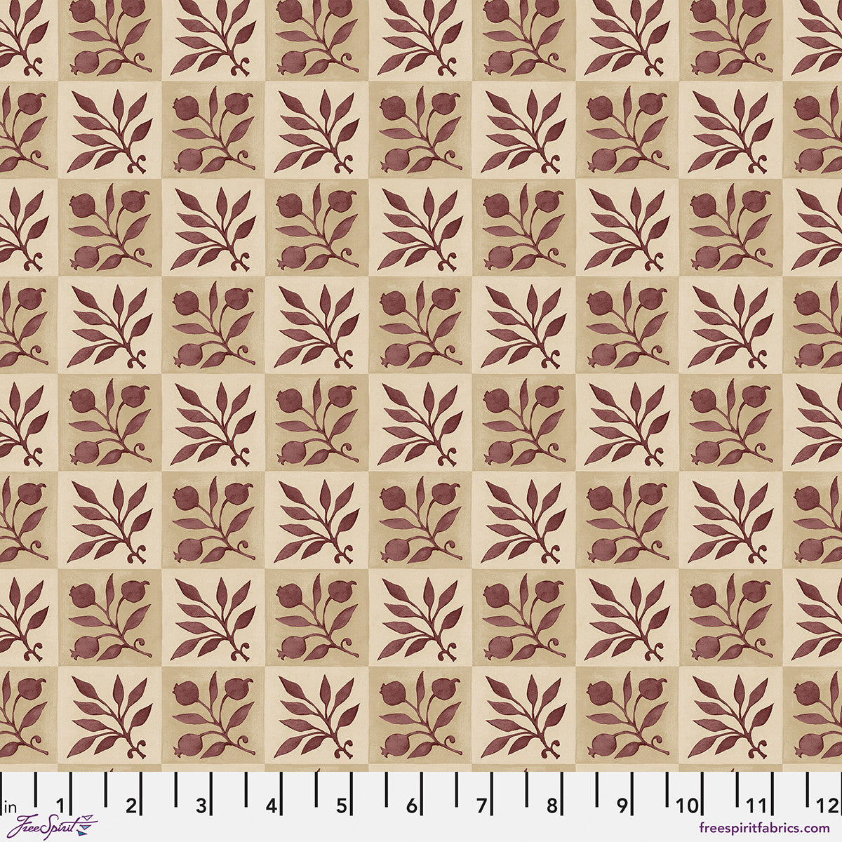 *Pre-order* Rosehip Check - Linen Wine || May Morris