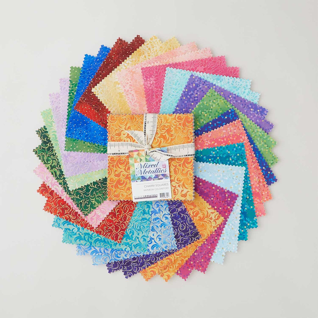 Mixed Metallics by Studio RK - Rainbow - 5" square charm pack