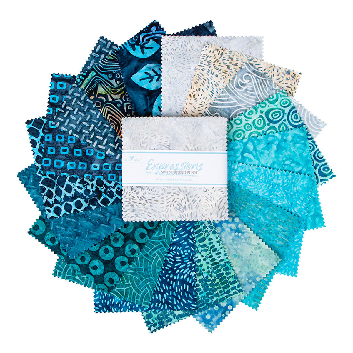 Batiks Bayou Blues 5 Inch Stacker, 42 Pcs.